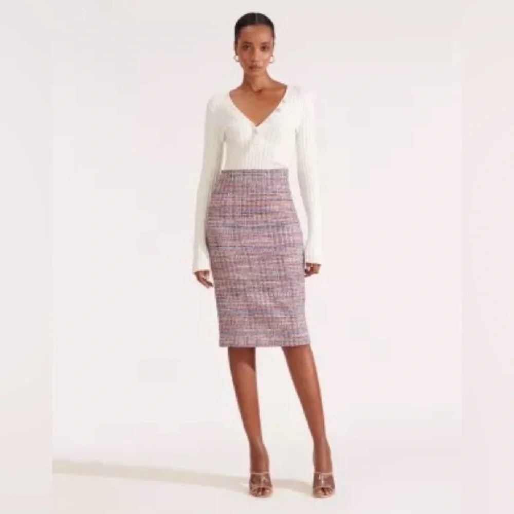 Veron­i­ca Beard Jo­da Mul­ti­col­ored Tweed Skirt Pink - Picture 5 of 13